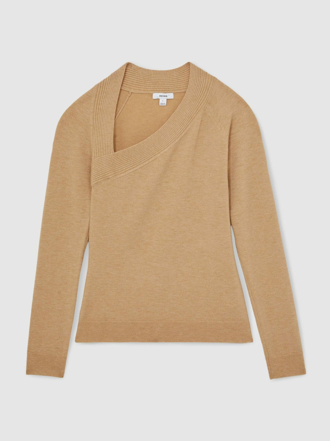 Wool-Blend Asymmetric Knit Top Camel | Women