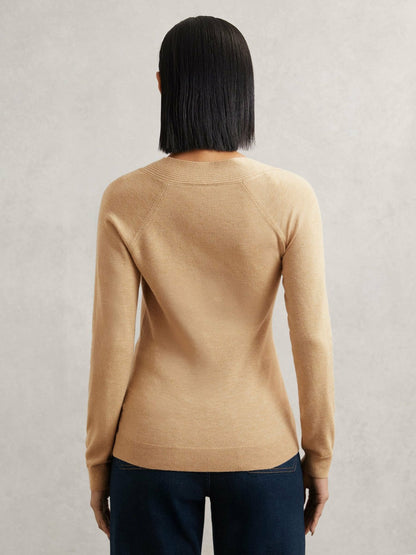Wool-Blend Asymmetric Knit Top Camel | Women