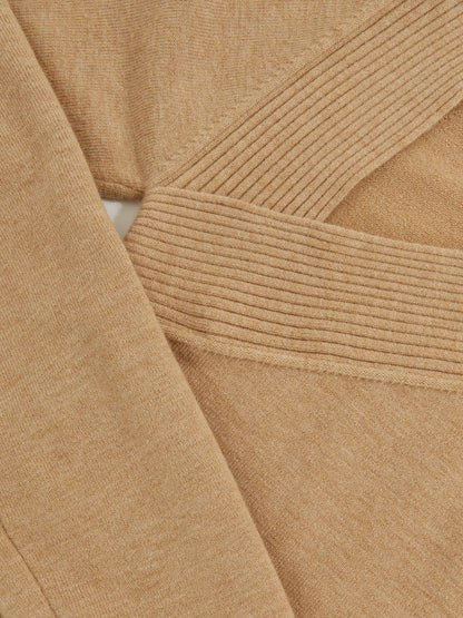 Wool-Blend Asymmetric Knit Top Camel | Women