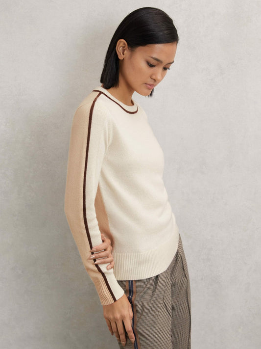 Wool-Blend Colour-Block Jumper With Cashmere Cream/Neutral | Women