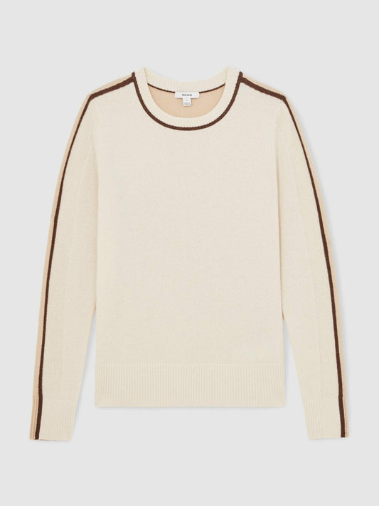 Wool-Blend Colour-Block Jumper With Cashmere Cream/Neutral | Women