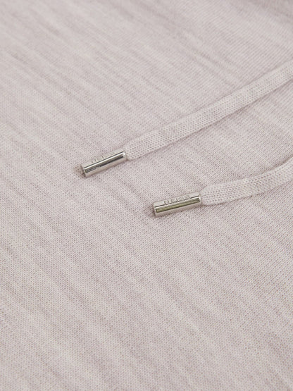 Merino Wool Drawstring Hoodie Wicker Brown Melange | Men