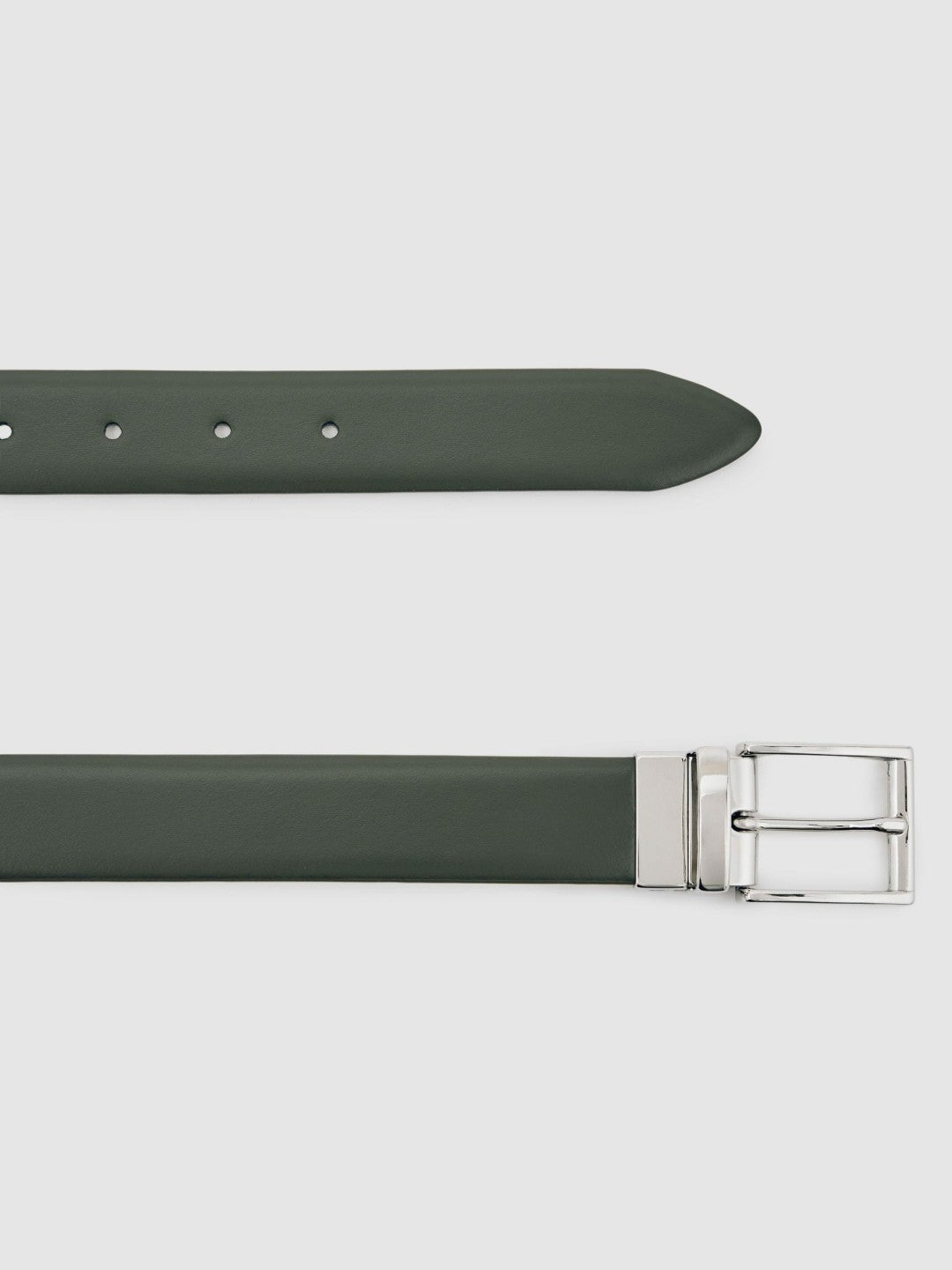 Reversible Leather Belt Forest Green/Off White | Men