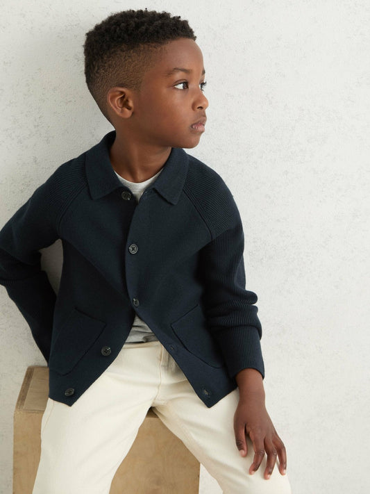 9-13 yrs Button-Through Knitted Cardigan Navy | Children & Baby