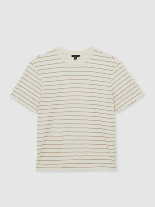 Cotton Textured Stripe T-Shirt Oatmeal/White | Men