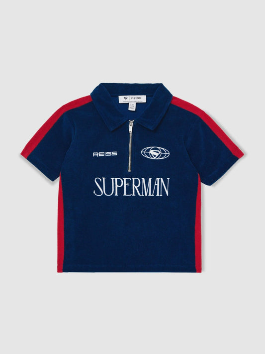 3-9 yrs Superman Towelling Polo Shirt Blue/Red | Children & Baby