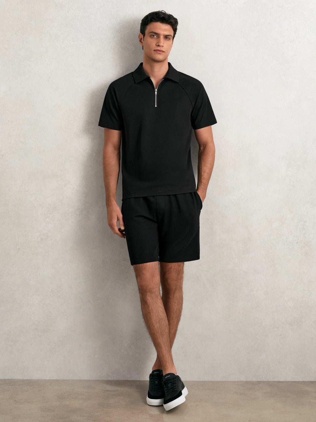 Textured Drawstring Shorts Black | Men