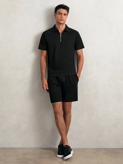 Textured Drawstring Shorts Black | Men