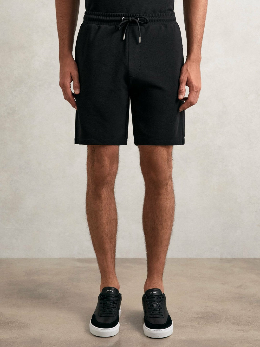Textured Drawstring Shorts Black | Men