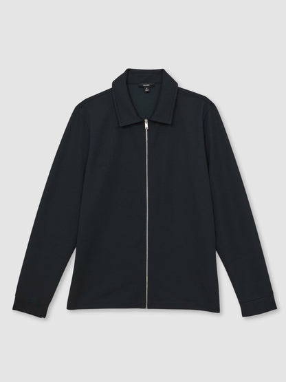 Textured Zip Through Overshirt Navy | Men
