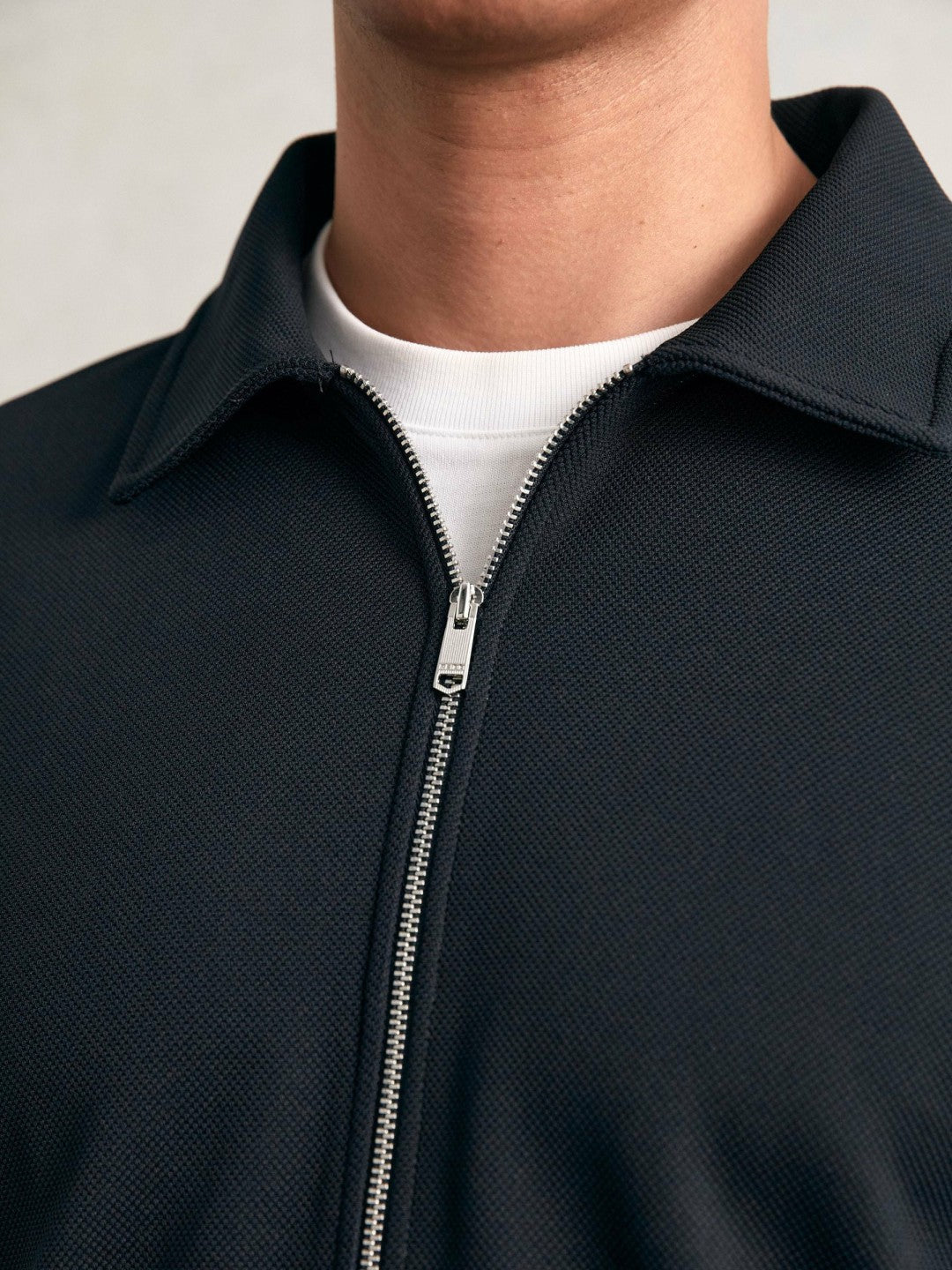 Textured Zip Through Overshirt Navy | Men