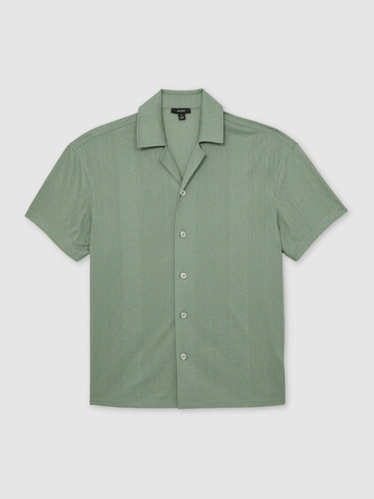 Jacquard-Stripe Cuban-Collar Shirt Mint Green | Men