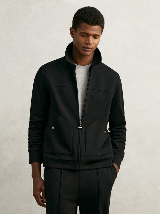 Interlock Zip Through Overshirt Black | Men
