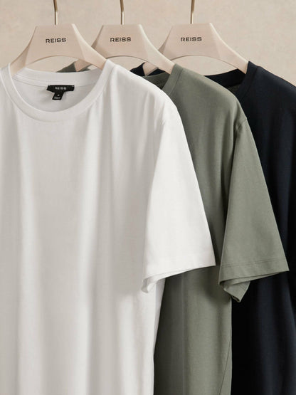 T-Shirts 3 Pack White/Navy/Dark Sage Green | Men