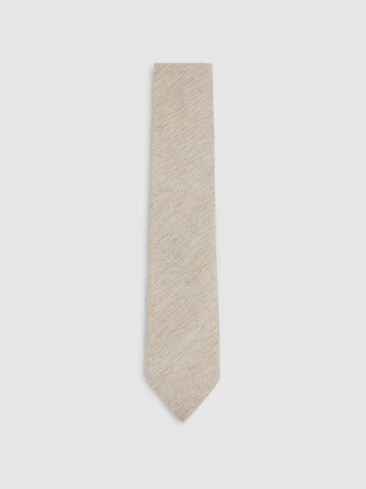 Wool-Silk Textured Tie Oatmeal | Men