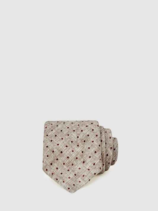 Wool-Cotton Polka-Dot Tie Grey Melange | Men