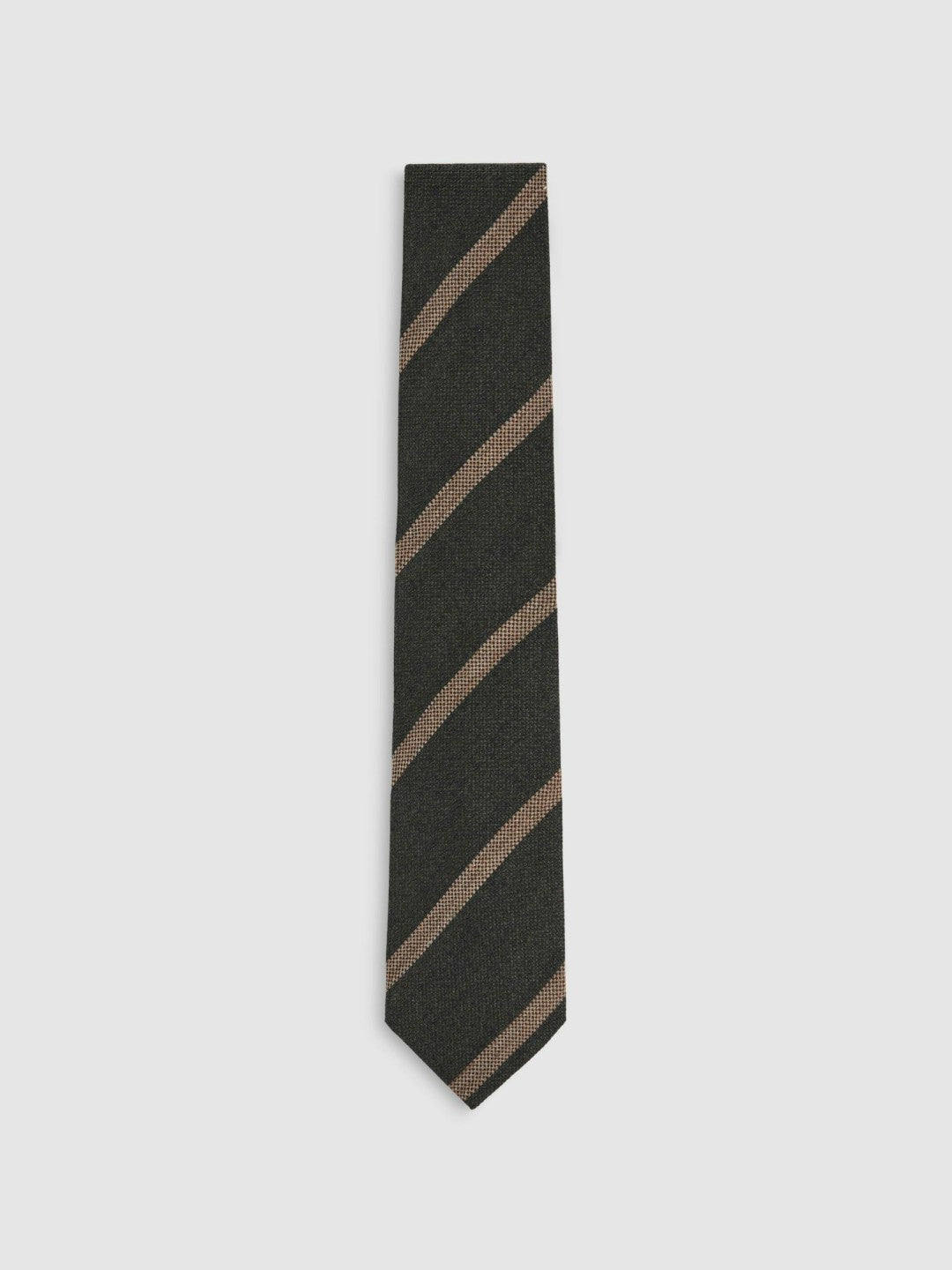 Wool-Silk Striped Tie Forest Green | Men