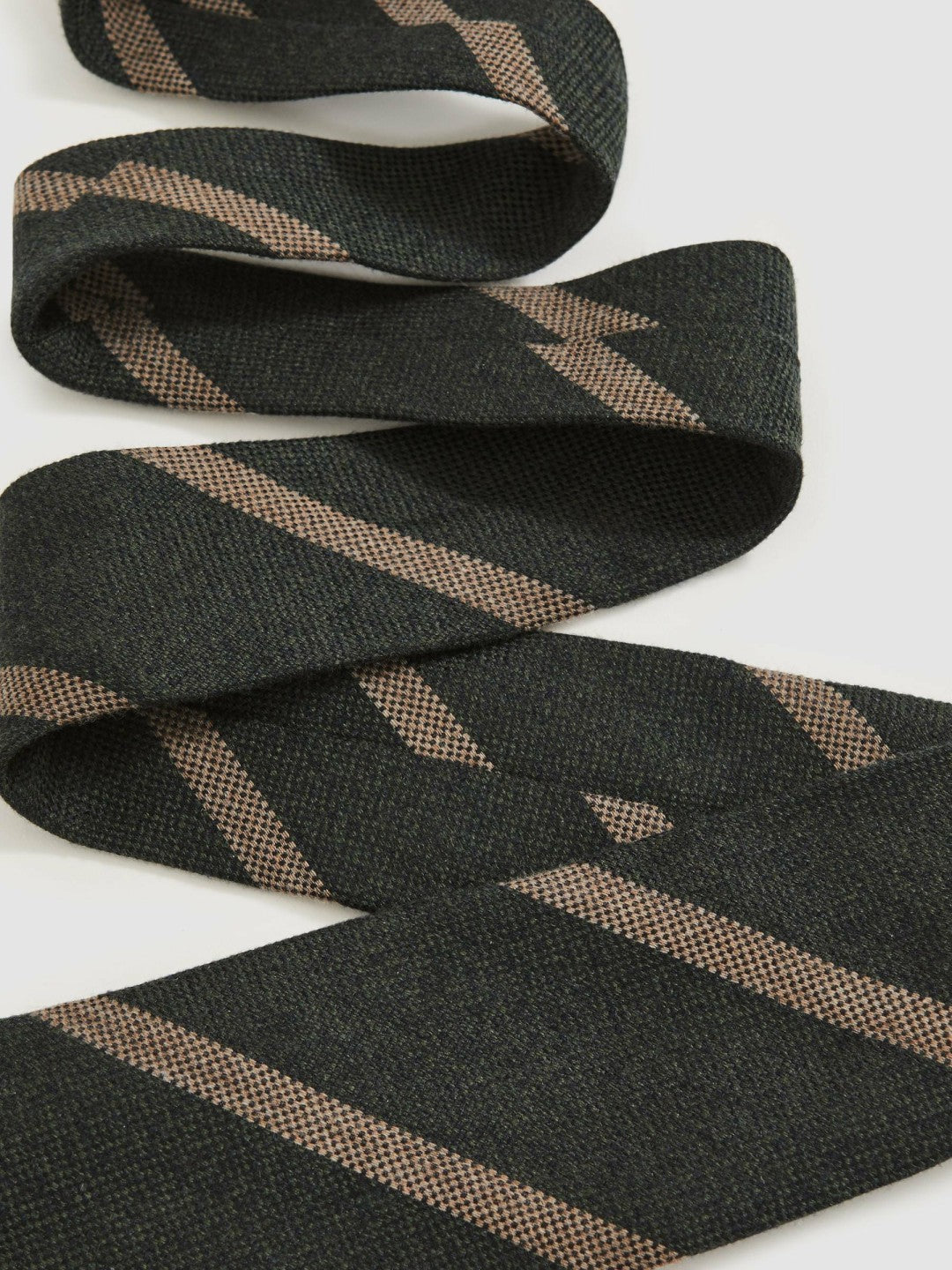 Wool-Silk Striped Tie Forest Green | Men