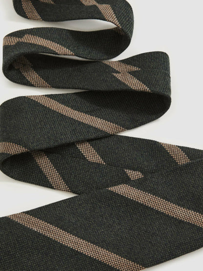 Wool-Silk Striped Tie Forest Green | Men