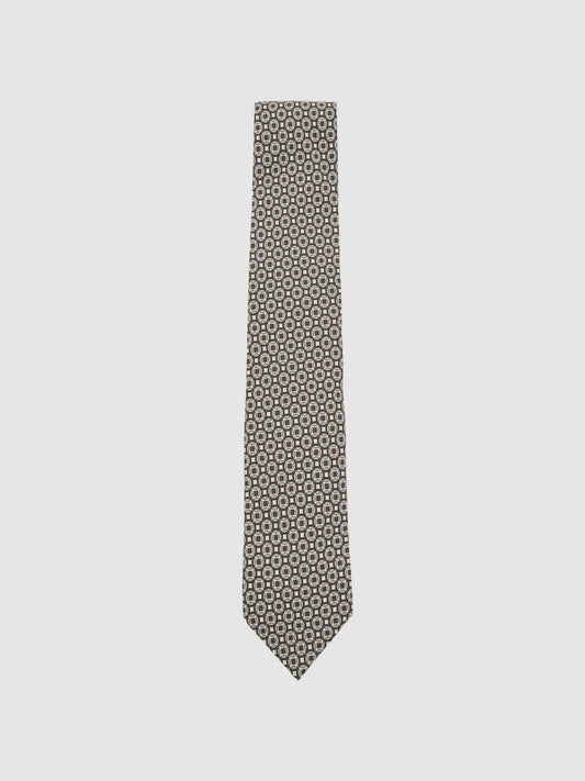 Silk Geometric-Print Tie Chocolate Brown Multi | Men