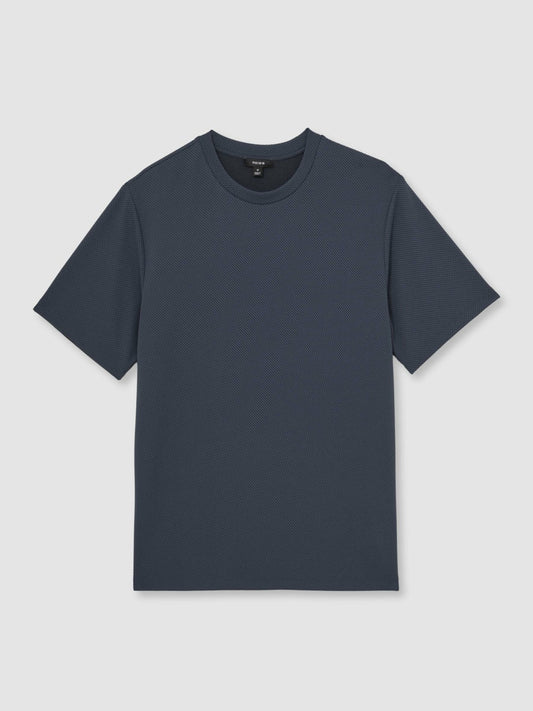 Textured Crew-Neck T-Shirt Airforce Blue | Men
