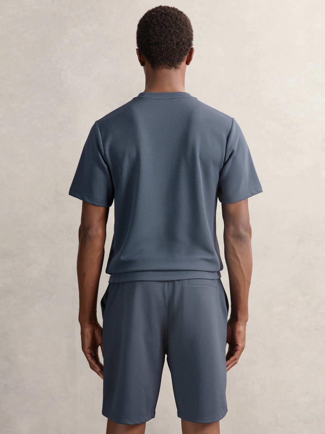 Textured Crew-Neck T-Shirt Airforce Blue | Men
