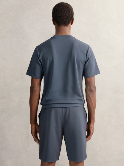 Textured Crew-Neck T-Shirt Airforce Blue | Men