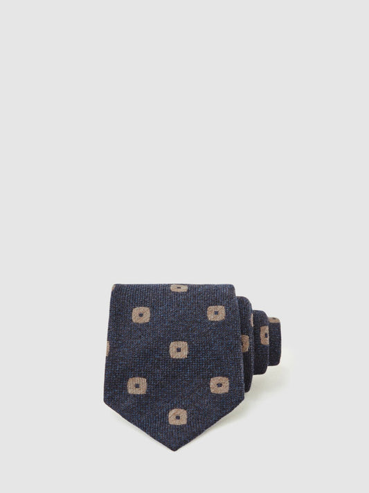 Silk-Wool Square-Medallion Tie Navy | Men