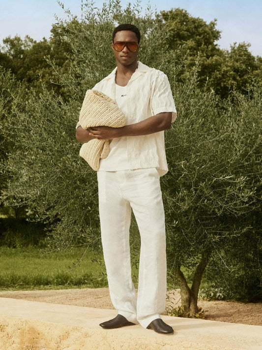 | Ché Linen Wide-Leg Trousers White | Men