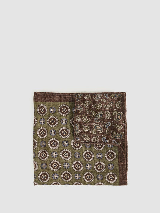 Silk Medallion Paisley Pocket Square Sage | Men