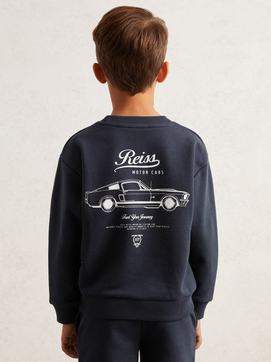 9-13 yrs Cotton Blend Motor Cars Sweatshirt Washed Blue | Children & Baby