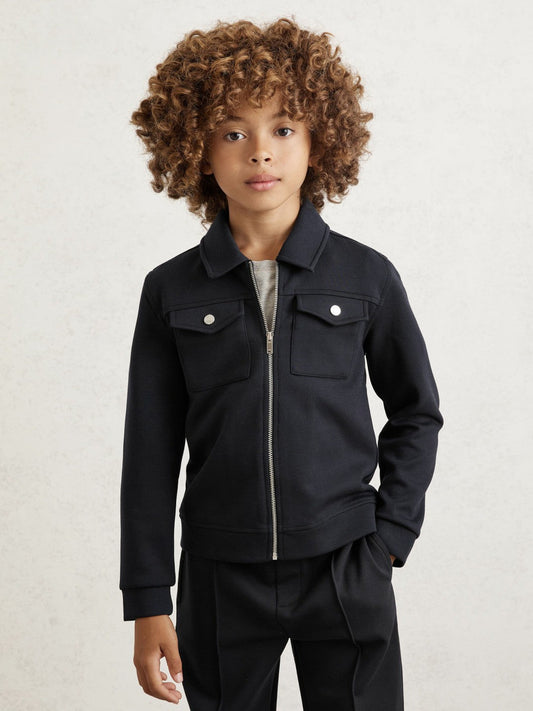 3-9 yrs Interlock Zip Through Overshirt Navy Blue | Children & Baby