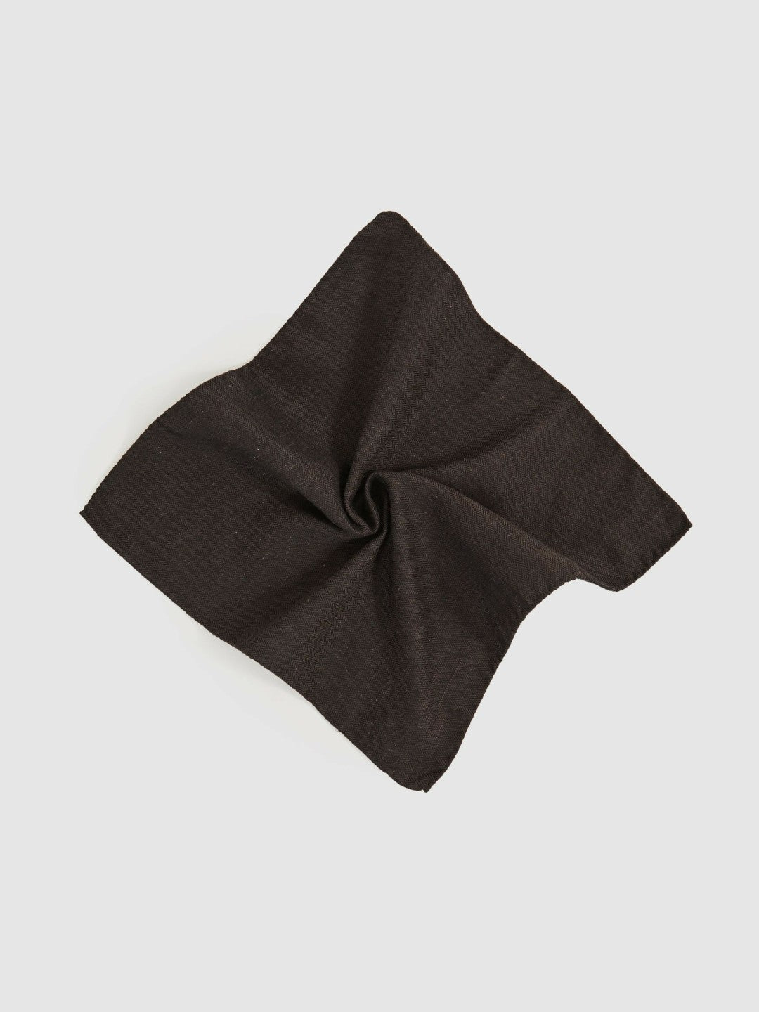 Silk Blend Herringbone Pocket Square Chocolate Brown | Men
