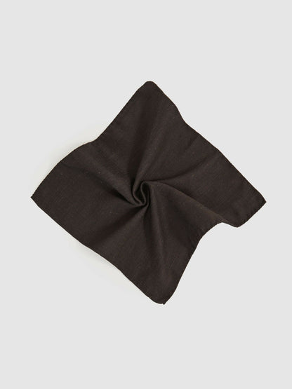 Silk Blend Herringbone Pocket Square Chocolate Brown | Men