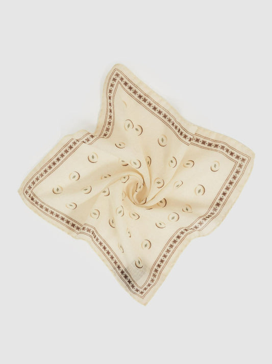 Wool Motif Print Pocket Square Off White | Men