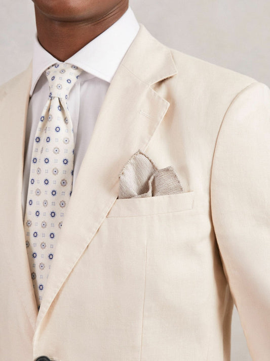 Wool Silk Textured Pocket Square Oatmeal | Men