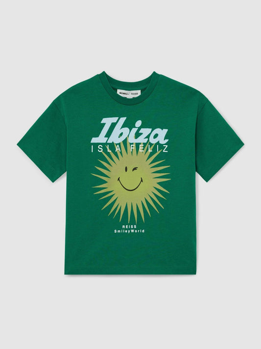 13-14 yrs SmileyWorld Sun Motif T-Shirt Bright Green | Children & Baby