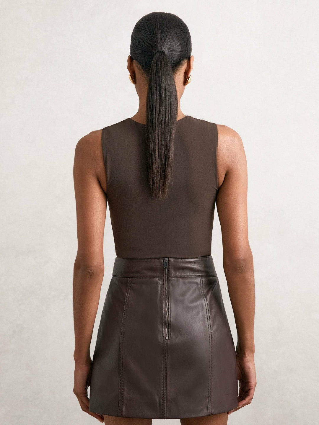 V-Neck Sleeveless Bodysuit Chocolate Brown | Women