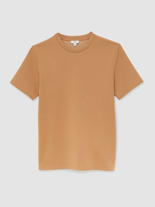 Interlock Jersey Crew Neck T-Shirt Light Camel Brown | Men