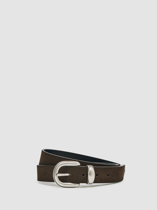 Suede Western-Style Belt Dark Brown | Men