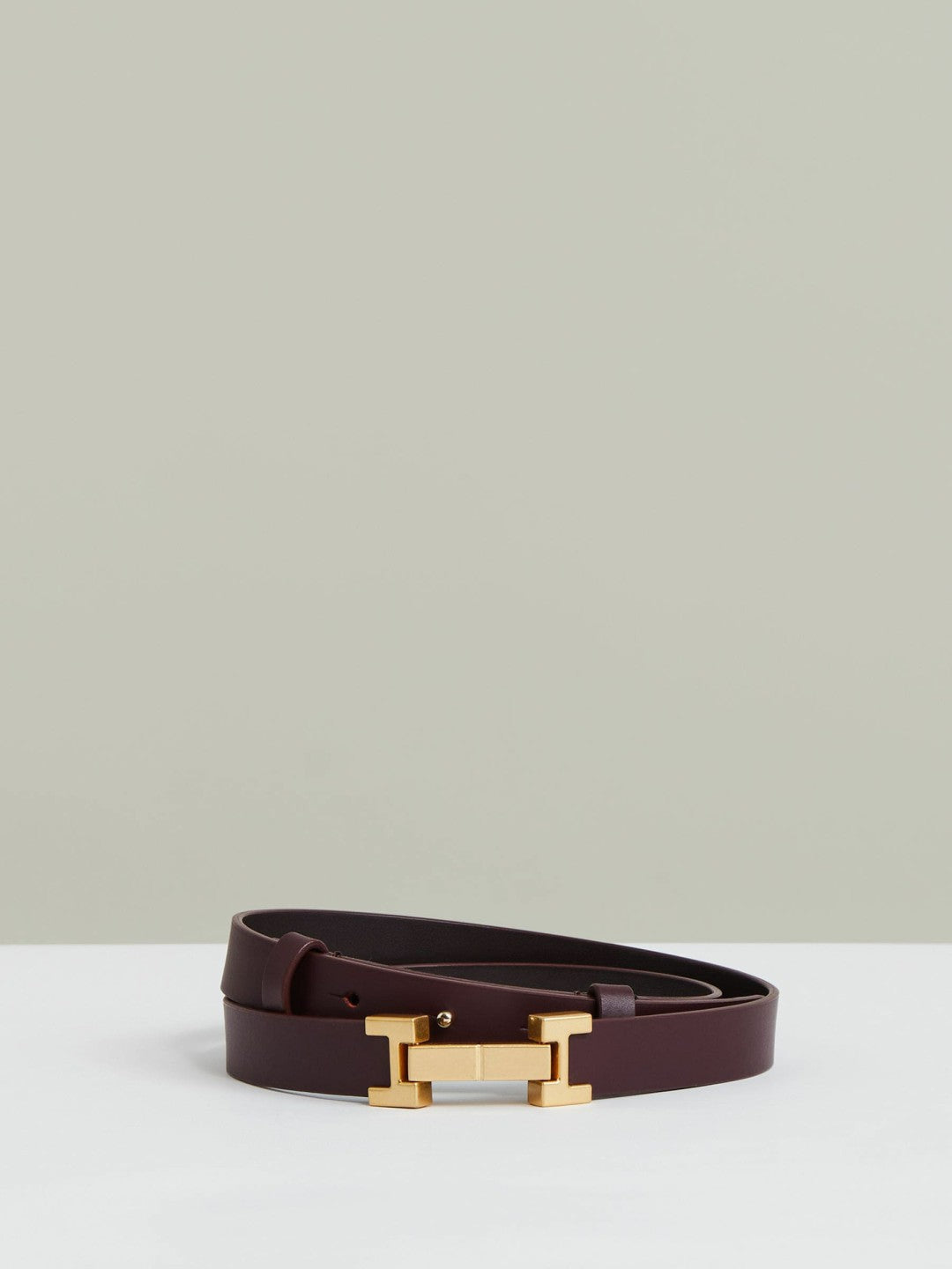 Leather Square Hinge Belt Burgundy | Women