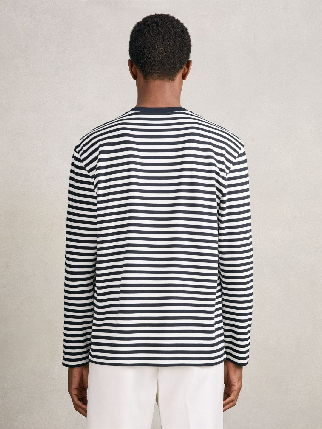 Striped Crew-Neck T-Shirt Navy/White | Men