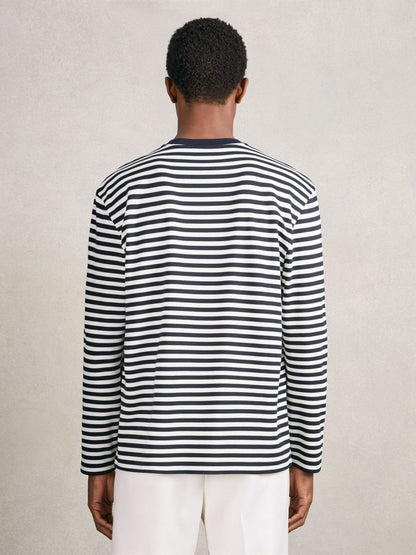 Striped Crew-Neck T-Shirt Navy/White | Men