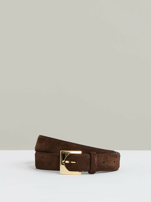 Suede Square Buckle Belt Chocolate | Women