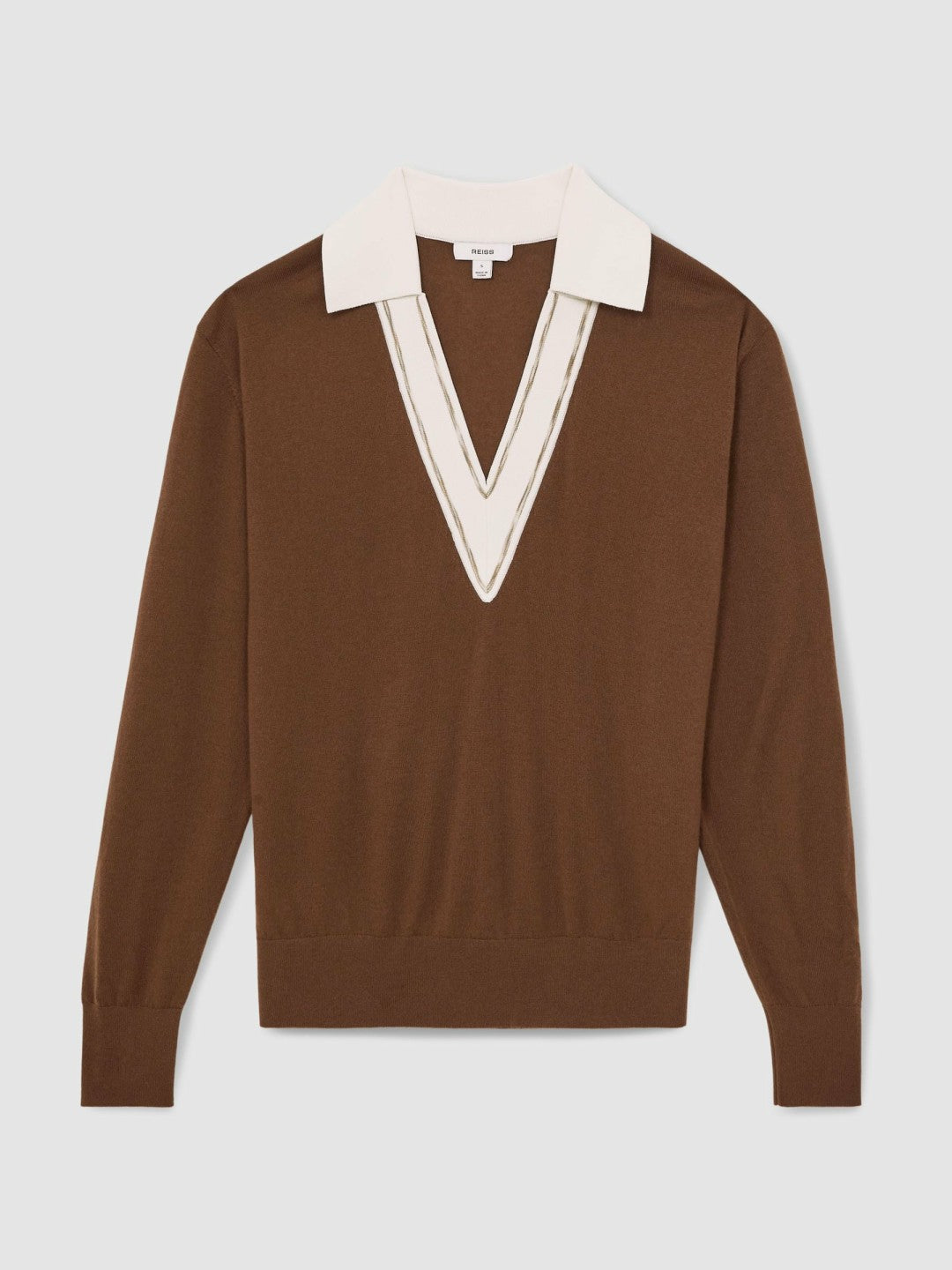 Wool Collared Cricket Jumper Chocolate Brown/Ivory | Women