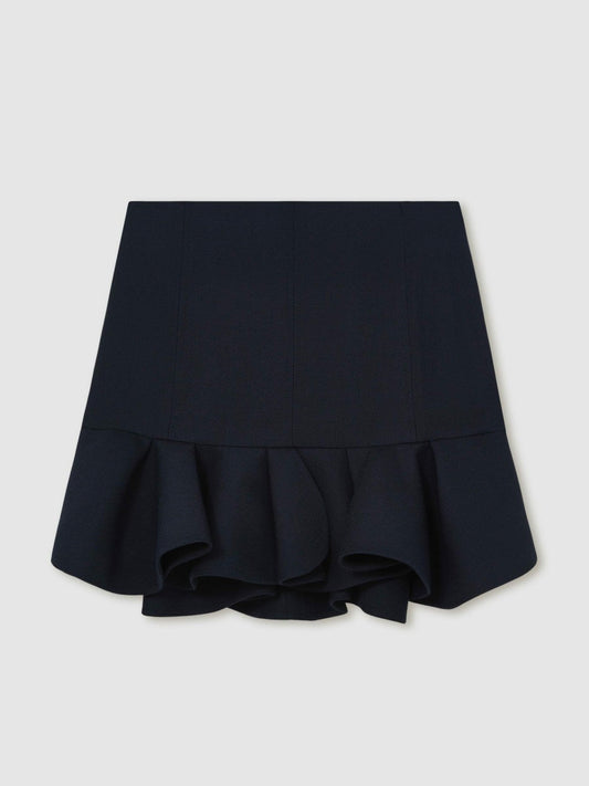 Ruffle-Hem Mini Skirt Navy | Women