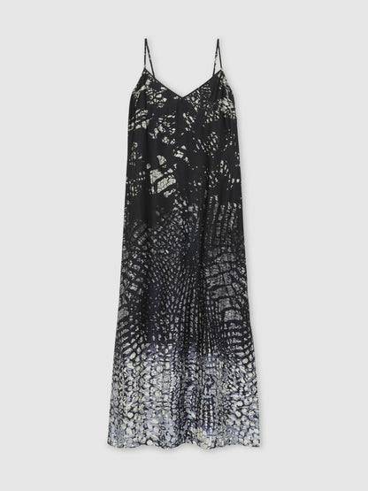 Printed Maxi Slip Dress Navy | Women