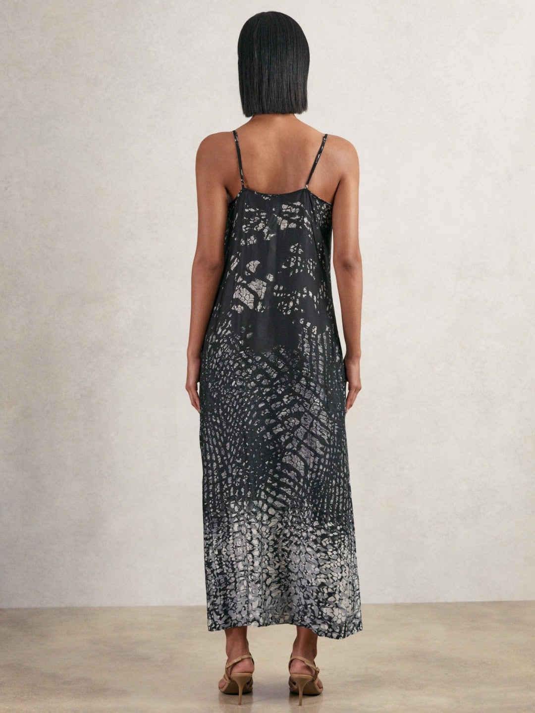 Printed Maxi Slip Dress Navy | Women