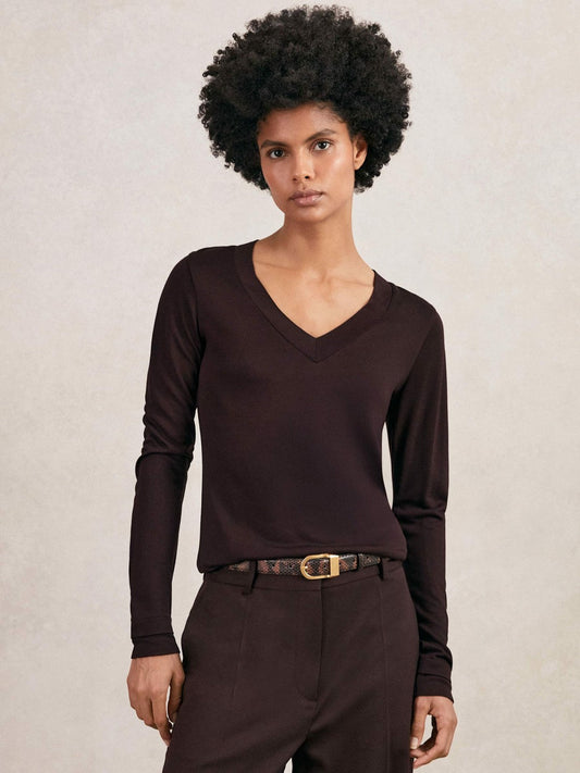 Jersey V-Neck Top Plum | Women