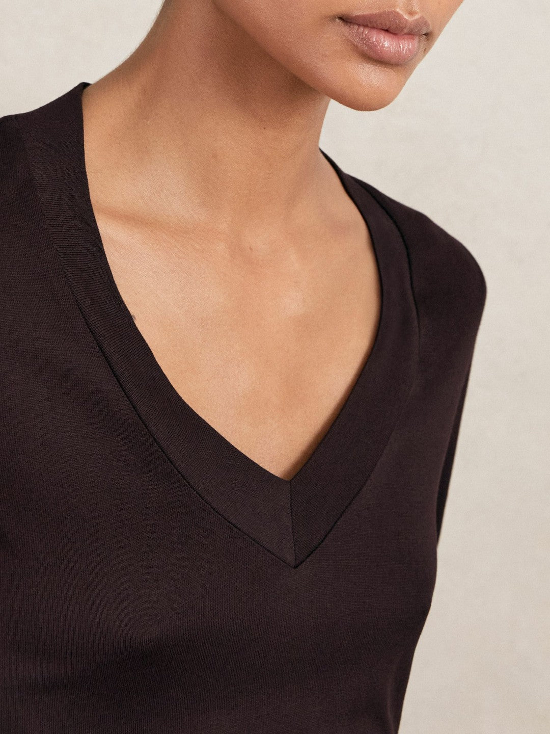 Jersey V-Neck Top Plum | Women